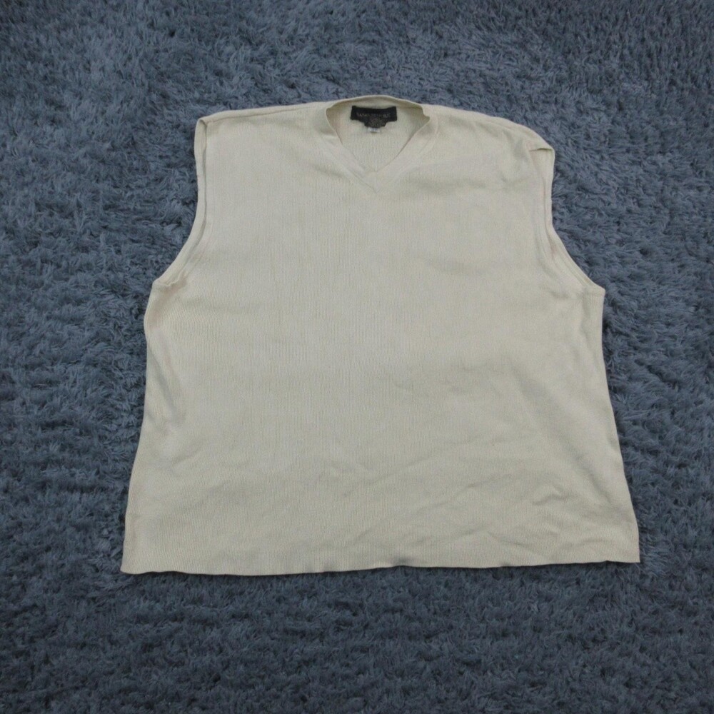 Banana Republic Sweater Vest Mens Large Yellow V Neck Cotton Knit Pullover
